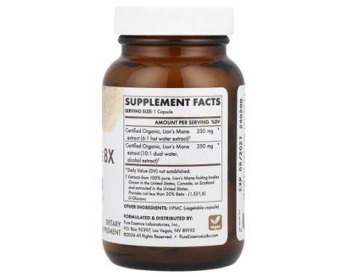 Pure Essence, MyPure™, Lion's Mane 8X, Maximum Strength, 60 Vegi-Caps Pure Essence, MyPure™, Lion's Mane 8X, Maximum Strength, 60 Vegi-Caps