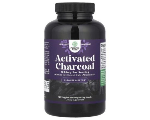 Nature's Craft, Activated Charcoal, 180 Veggie Capsule (400 mg per Capsule) Nature's Craft, Activated Charcoal, 180 Veggie Capsule (400 mg per Capsule)