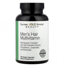 California Gold Nutrition, Beauty, Men's Hair Multivitamin, 120 Veggie Capsules