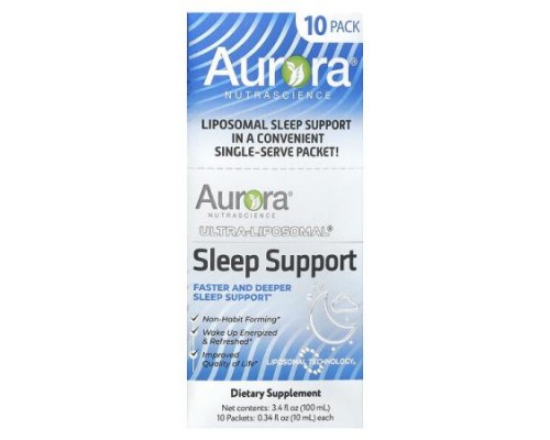 Aurora Nutrascience, Ultra-Liposomal®, Sleep Support, 10 Packets, 0.34 fl oz (10 ml) Each Aurora Nutrascience, Ultra-Liposomal®, Sleep Support, 10 Packets, 0.34 fl oz (10 ml) Each