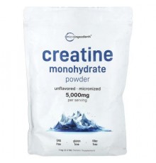 Micro Ingredients, Creatine Monohydrate Powder, Unflavored, 2.2 lb (1 kg)
