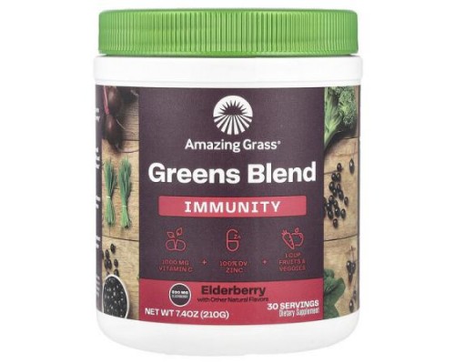 Amazing Grass, Greens Blend, Immunity, Elderberry , 7.4 oz (210 g) Amazing Grass, Greens Blend, Immunity, Elderberry , 7.4 oz (210 g)