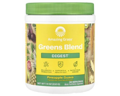 Amazing Grass, Greens Blend, Digest, Pineapple Guava, 7.4 oz (210 g) Amazing Grass, Greens Blend, Digest, Pineapple Guava, 7.4 oz (210 g)