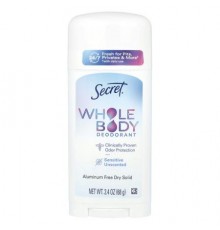 Secret, Whole Body Deodorant, Aluminum Free Dry Solid, Unscented , 2.4 oz (68 g)