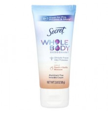 Secret, Whole Body Deodorant, Aluminum Free Invisible Cream, Peach + Vanilla Blossom, 3 oz (85 g)