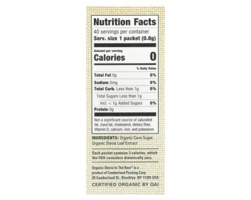 In the Raw, Organic Stevia In The Raw®, Zero Calorie Stevia Blend, 40 Packets, 1.12 oz (32 g) In the Raw, Organic Stevia In The Raw®, Zero Calorie Stevia Blend, 40 Packets, 1.12 oz (32 g)