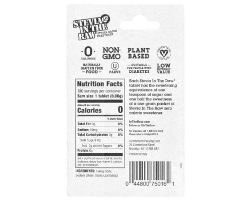 In the Raw, Stevia In The Raw®, Stevia Based Sweetener, 100 Tablets, 0.21 oz (6 g) In the Raw, Stevia In The Raw®, Stevia Based Sweetener, 100 Tablets, 0.21 oz (6 g)
