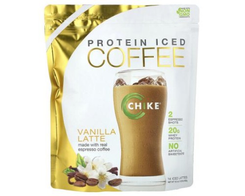 Chike Nutrition, Protein Iced Coffee, Vanilla Latte, 16.3 oz (462 g) Chike Nutrition, Protein Iced Coffee, Vanilla Latte, 16.3 oz (462 g)