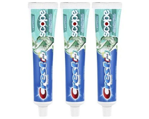 Crest, Complete Plus™, Scope® + Whitening, Fluoride Toothpaste, Minty Fresh Striped , 3 Pack, 5.4 oz (153 g) Each