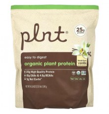 Plnt, Organic Plant Protein, Vanilla, 2.51 lbs (1,140 g)