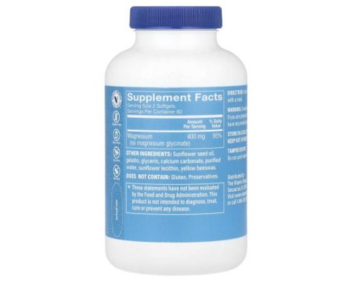 The Vitamin Shoppe, Magnesium Glycinate, 120 Softgel (200 mg per Softgel)