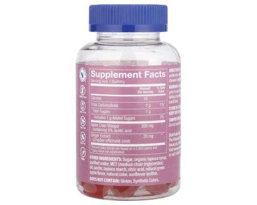 The Vitamin Shoppe, Apple Cider Vinegar Gummies, Apple, 60 Gummies
