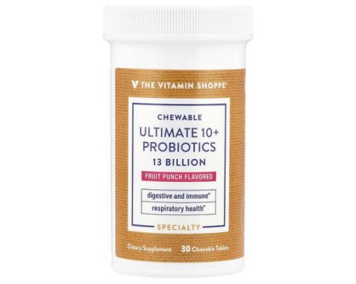 The Vitamin Shoppe, Chewable Ultimate 10+ Probiotics, Fruit Punch , 13 Billion , 30 Chewable Tablets