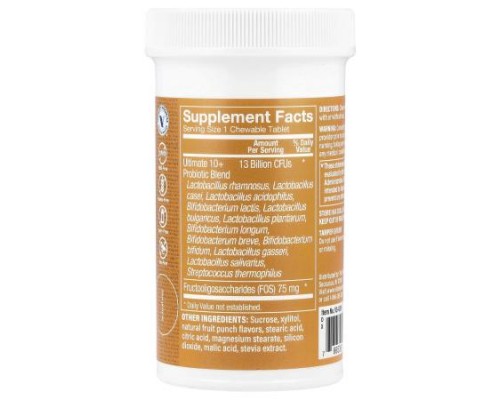 The Vitamin Shoppe, Chewable Ultimate 10+ Probiotics, Fruit Punch , 13 Billion , 30 Chewable Tablets