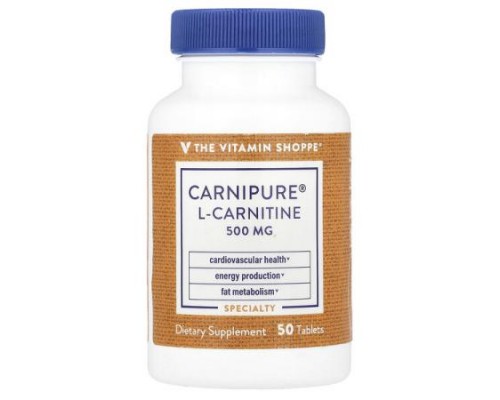 The Vitamin Shoppe, Carnipure® L-Carnitine, 500 mg, 50 Tablets
