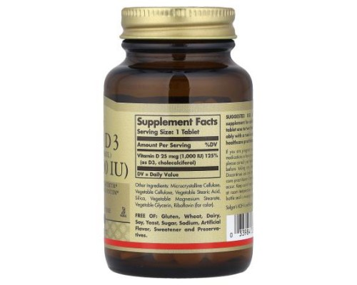Solgar, Vitamin D3, 25 mcg (1,000 IU), 180 Tablets