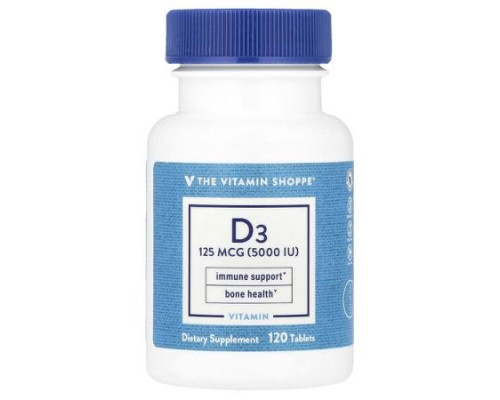 The Vitamin Shoppe, Vitamin D3, 125 mcg (5,000 IU) , 120 Tablets