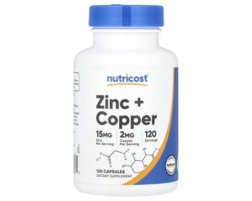 Nutricost, Zinc + Copper, 120 Capsules