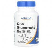 Nutricost, Zinc Gluconate, 50 mg, 180 Tablets