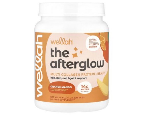 Wellah, The Afterglow, Multi Collagen Protein + Beauty, Orange Mango, 1.2 lb (534 g)