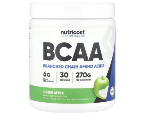 Nutricost, Performance, BCAA, Green Apple , 9.6 oz (270 g)
