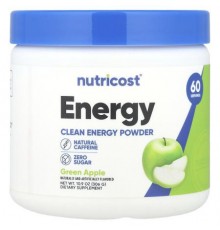 Nutricost, Energy, Clean Energy Powder, Green Apple, 10.9 oz (306 g)