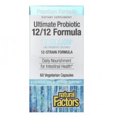 Natural Factors, Ultimate Probiotic, 12/12 Formula, 12 Billion, 60 Vegetarian Capsules