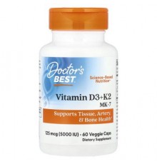 Doctor's Best, Vitamin D3 + K2, MK-7, 60 Veggie Caps