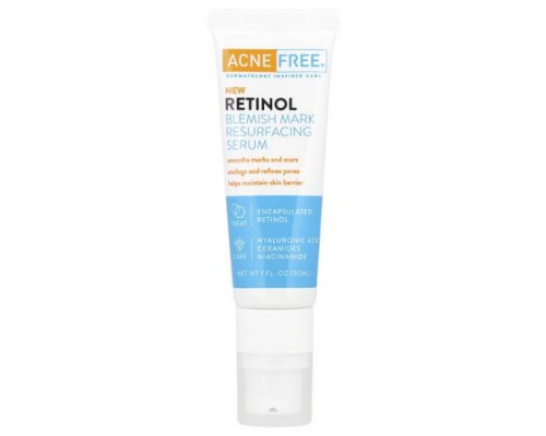 ACNE FREE, Retinol Blemish Mark Resurfacing Serum, 1 fl oz (30 ml) ACNE FREE, Retinol Blemish Mark Resurfacing Serum, 1 fl oz (30 ml)