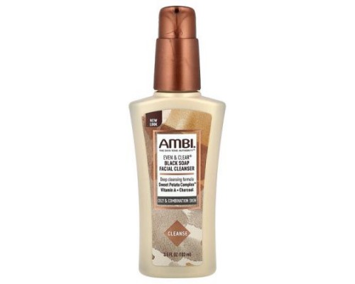 AMBI, Even & Clear®, Black Soap Facial Cleanser, Fragrance-Free, 3.5 fl oz (103 ml) AMBI, Even & Clear®, Black Soap Facial Cleanser, Fragrance-Free, 3.5 fl oz (103 ml)