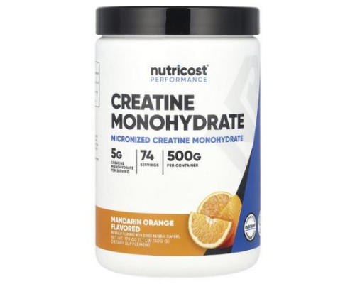Nutricost, Performance, Creatine Monohydrate, Mandarin Orange, 1.1 lb (500 g)