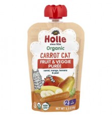 Holle, Organic Fruit & Veggie Puree, Carrot Cat, 6+ Months, Carrot, Mango, Banana & Pear, 3.5 oz (100 g)