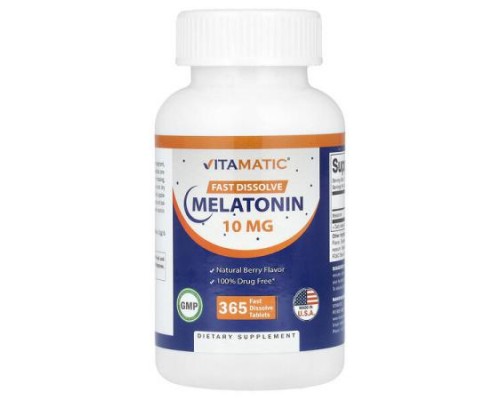 Vitamatic, Melatonin, Berry, 10 mg, 365 Fast Dissolve Tablets