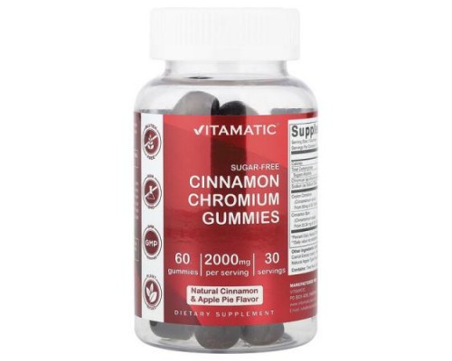 Vitamatic, Cinnamon Chromium Gummies, Natural Cinnamon & Apple Pie, 60 Gummies Vitamatic, Cinnamon Chromium Gummies, Natural Cinnamon & Apple Pie, 60 Gummies