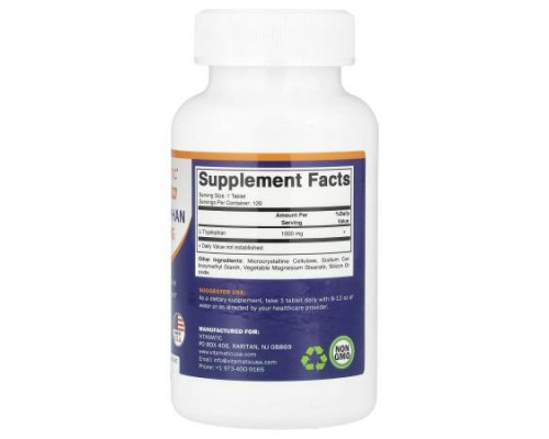 Vitamatic, L-Tryptophan, Double Strength, 1,000 mg, 120 Tablets