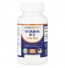 Vitamatic, Vitamin B-2, 250 mg , 200 Vegetable Capsules