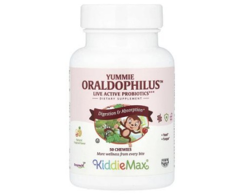 Maxi Health, KiddieMax® Yummie Oraldophilus™, Natural Tropical, 50 Chewies