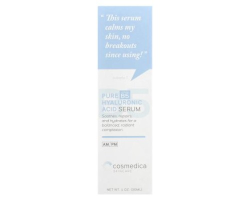 Cosmedica Skincare, Pure Hyaluronic Acid Serum + Vitamin B5, 1 oz (30 ml)