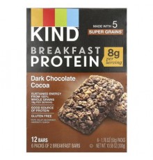 KIND Bars, Breakfast Protein Bars, Dark Chocolate Cocoa, 6 Packs, 1.76 oz (50 g) Each