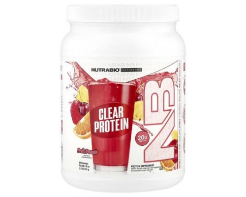 NutraBio, Clear Protein Powder, Whey Protein Isolate, Fruit Punch, 1.1 lb (511 g)