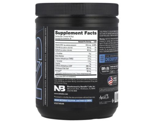 NutraBio, Base Pre-Workout, Blue Raspberry, 1.1 lb (501 g)