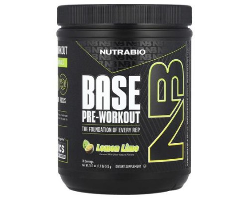NutraBio, Base Pre-Workout, Lemon Lime, 1.1 lb (512 g)