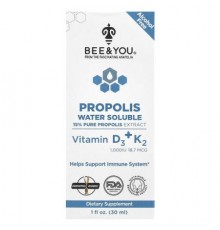 Bee & You, Propolis Water Soluble, Vitamin D3 + K2, 1 fl oz (30 ml)