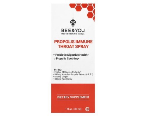 Bee & You, Propolis Immune Throat Spray, 1 fl oz (30 ml) Bee & You, Propolis Immune Throat Spray, 1 fl oz (30 ml)