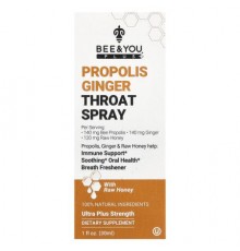 Bee & You, Propolis Ginger Throat Spray, 1 fl oz (30 ml)