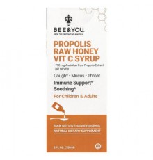 Bee & You, Propolis Raw Honey Vit C Syrup, 5 fl oz (150 ml)