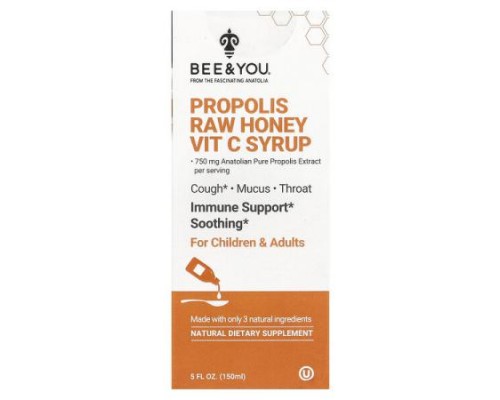 Bee & You, Propolis Raw Honey Vit C Syrup, 5 fl oz (150 ml) Bee & You, Propolis Raw Honey Vit C Syrup, 5 fl oz (150 ml)