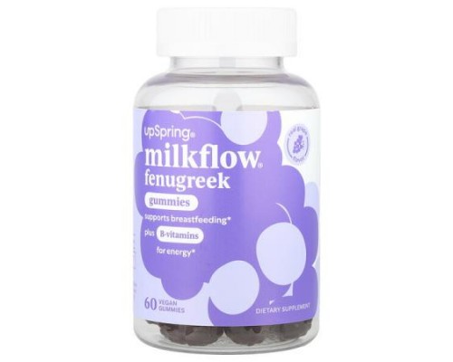 UpSpring, Milkflow® Fenugreek Gummies, Real Grape , 60 Vegan Gummies