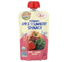 Earth's Best, Organic Fruit + Veggie Puree, 6+ Months, Apple Strawberry Spinach, 3.5 oz (99 g)