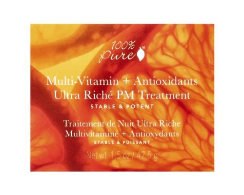 100% PURE, Multi-Vitamin + Antioxidants Ultra Riché PM Treatment, 1.5 oz (42.5 g) 100% PURE, Multi-Vitamin + Antioxidants Ultra Riché PM Treatment, 1.5 oz (42.5 g)